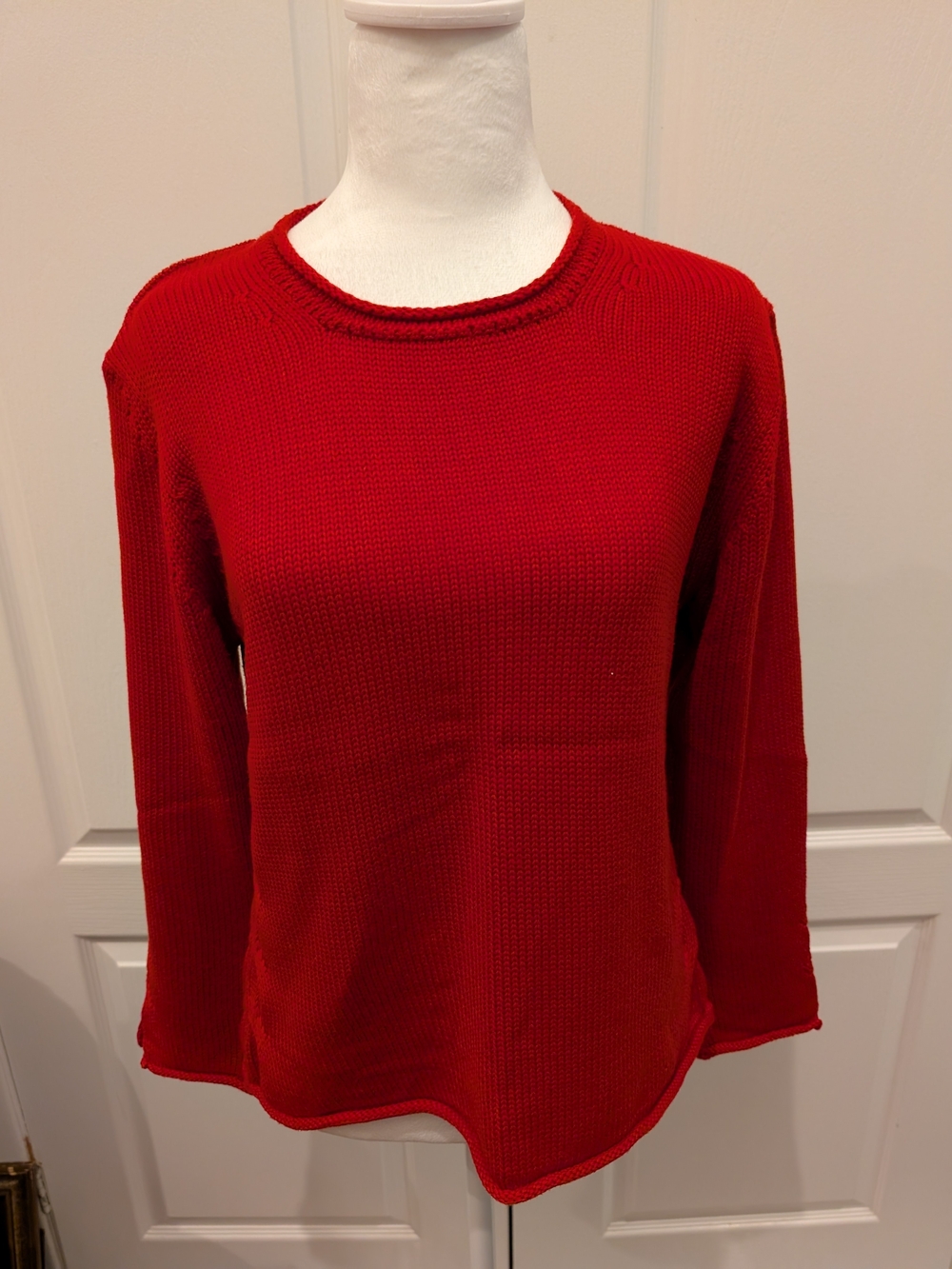 Women's Red Knit Crewneck Sweater